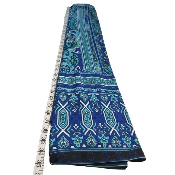 Avenue Blue Maxi Skirt Abstract Geometric Sz 14/16 Turquoise Y2K Stretch - Picture 5 of 10